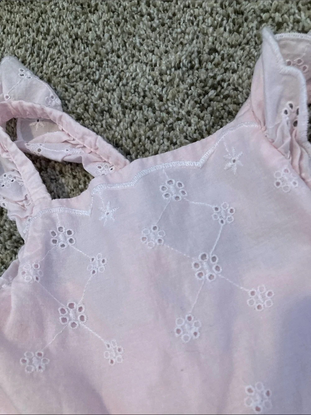 She’ll 100% Cootin Girls' Pink Eyelet Ruffle Strap Dress